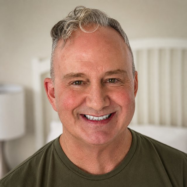 Gene Roth, author, smiling, photographed indoors in natural light.